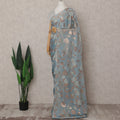 Powder Blue Silk Chiffon Saree - D31598