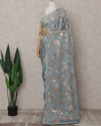 Powder Blue Silk Chiffon Saree - D31598
