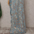 Powder Blue Silk Chiffon Saree - D31598