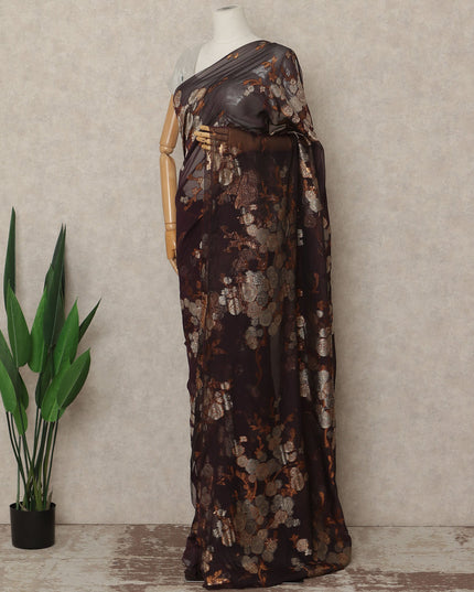 Deep Aubergine Plum Silk Chiffon Saree - D31594