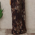 Deep Aubergine Plum Silk Chiffon Saree - D31594