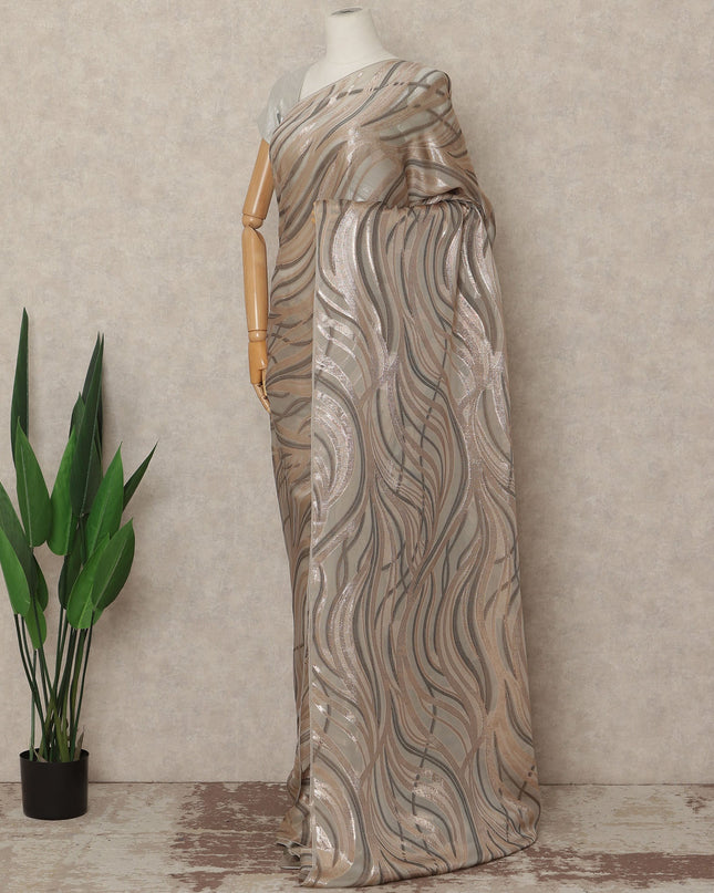 Beige Gold Metallic French Chiffon Saree 5.5 Meters Length 110 Cms Width Lightweight Printed Elegant Party Wear Soft Flowy Fabric Premium Quality Without Blouse Piece-D28726 Regal Fabrics