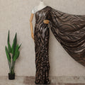 Black, Copper Metallic French Chiffon Saree 5.5 Meters Length 110 Cms Width Lightweight Printed Elegant Party Wear Soft Flowy Fabric Premium Quality Without Blouse Piece-D28727 Regal Fabrics