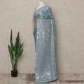 Dusty Blue Silver Metallic French Chiffon Saree 5.5 Meters Length 110 Cms Width Lightweight Printed Elegant Party Wear Soft Flowy Fabric Premium Quality Without Blouse Piece-D28721 Regal Fabrics