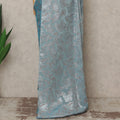 Dusty Blue Silver Metallic French Chiffon Saree 5.5 Meters Length 110 Cms Width Lightweight Printed Elegant Party Wear Soft Flowy Fabric Premium Quality Without Blouse Piece-D28721 Regal Fabrics