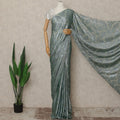 Sage Green Silver Metallic French Chiffon Saree 5.5 Meters Length 110 Cms Width Lightweight Printed Elegant Party Wear Soft Flowy Fabric Premium Quality Without Blouse Piece-D28724 Regal Fabrics