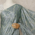Sage Green Silver Metallic French Chiffon Saree 5.5 Meters Length 110 Cms Width Lightweight Printed Elegant Party Wear Soft Flowy Fabric Premium Quality Without Blouse Piece-D28724 Regal Fabrics