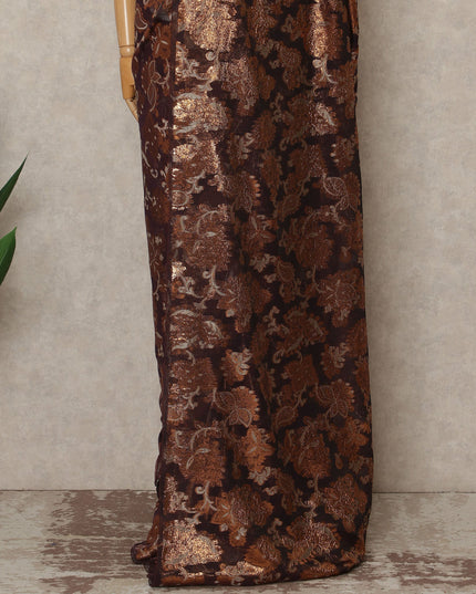 Dark Brown Copper Metallic French Chiffon Saree 5.5 Meters Length 110 Cms Width Lightweight Printed Elegant Party Wear Soft Flowy Fabric Premium Quality Without Blouse Piece-D28723 Regal Fabrics