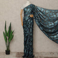 Black Teal Metallic French Chiffon Saree 5.5 Meters Length 110 Cms Width Lightweight Printed Elegant Party Wear Soft Flowy Fabric Premium Quality Without Blouse Piece-D28722 Regal Fabrics