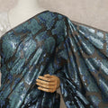 Black Teal Metallic French Chiffon Saree 5.5 Meters Length 110 Cms Width Lightweight Printed Elegant Party Wear Soft Flowy Fabric Premium Quality Without Blouse Piece-D28722 Regal Fabrics