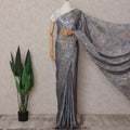 Slate Grey with Copper Silk Chiffon Saree - D31607