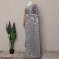 Slate Grey with Copper Silk Chiffon Saree - D31607