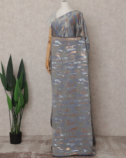 Slate Grey with Copper Silk Chiffon Saree - D31607