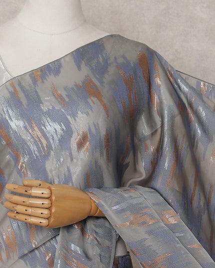 Slate Grey with Copper Silk Chiffon Saree - D31607
