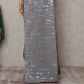 Slate Grey with Copper Silk Chiffon Saree - D31607