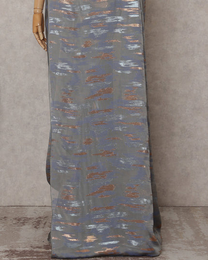 Slate Grey with Copper Silk Chiffon Saree - D31607
