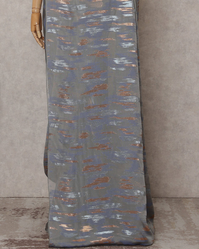 Slate Grey with Copper Silk Chiffon Saree - D31607