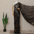Black Copper Silver Metallic French Chiffon Saree 5.5 Meters Length 110 Cms Width Lightweight Printed Elegant Party Wear Soft Flowy Fabric Premium Quality Without Blouse Piece-D28725 Regal Fabrics