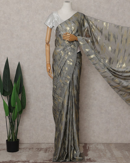 Steel Grey Silk Chiffon Saree - D31595