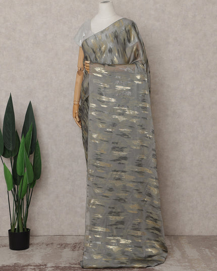 Steel Grey Silk Chiffon Saree - D31595