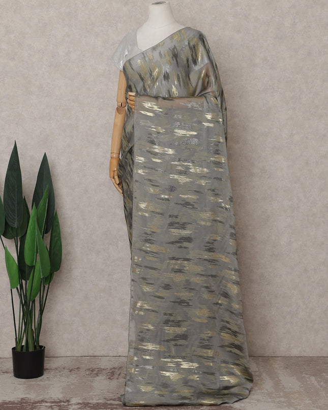 Steel Grey Silk Chiffon Saree - D31595