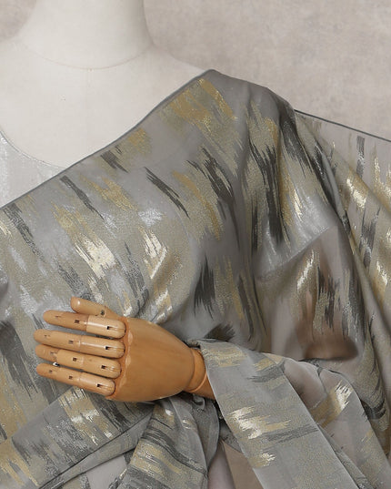 Steel Grey Silk Chiffon Saree - D31595