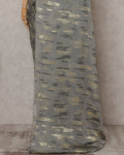 Steel Grey Silk Chiffon Saree - D31595