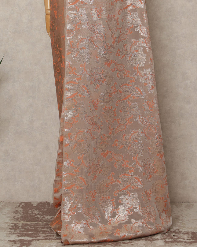 Champagne Copper Metallic French Chiffon Saree 5.5 Meters Length 110 Cms Width Lightweight Printed Elegant Party Wear Soft Flowy Fabric Premium Quality Without Blouse Piece-D28720 Regal Fabrics