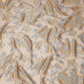 Champagne Beige Gold Silver Floral Metallic Lurex Premium Pure French Silk Chiffon Fabric Elegant Floral Woven Sheer Luxury Draping Fashion Fabric 110 Cms Width France Origin-D28508 - Regal Fabrics