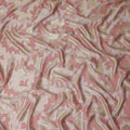 Blush Pink Gold Floral Metallic Lurex Premium Pure French Silk Chiffon Fabric Elegant Floral Woven Sheer Luxury Designer Fashion Fabric 110 Cms Width France Origin-D28510 - Regal Fabrics