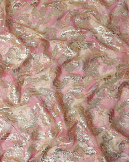 Blush Rose Gold Ribbon Pure Silk Chiffon 140cm