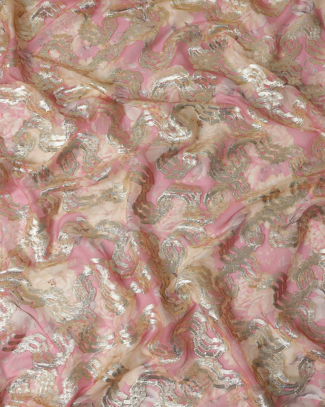 Blush Rose Gold Ribbon Pure Silk Chiffon 140cm