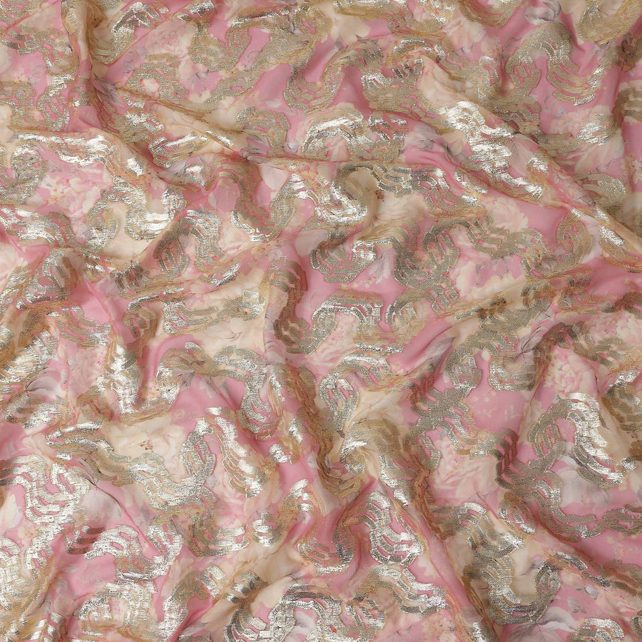 Blush Rose Gold Ribbon Pure Silk Chiffon 140cm