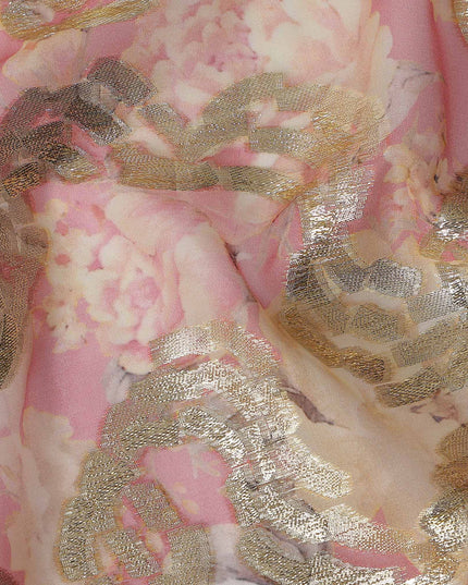 Blush Rose Gold Ribbon Pure Silk Chiffon 140cm