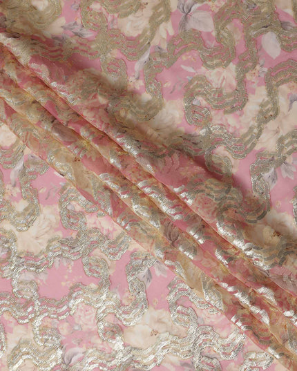 Blush Rose Gold Ribbon Pure Silk Chiffon 140cm