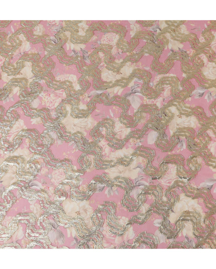 Blush Rose Gold Ribbon Pure Silk Chiffon 140cm