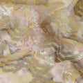 Mustard Gold Ribbon Floral Pure Silk Chiffon 140cm