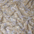 Golden Tan Lavender Floral Pure Silk Chiffon 140cm