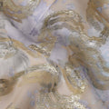 Golden Tan Lavender Floral Pure Silk Chiffon 140cm