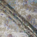 Ivory Beige Hex Floral Pure Silk Chiffon 140cm