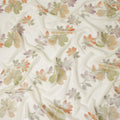 Ivory Floral Metallic Lurex Premium Pure Silk Chiffon Fabric 110 Cms Width South Korea-D28178 - Regal Fabrics