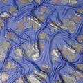 Royal Blue Floral Metallic Lurex Premium Pure Silk Chiffon Fabric 110 Cms Width South Korea-D28176 - Regal Fabrics
