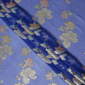 Royal Blue Floral Metallic Lurex Premium Pure Silk Chiffon Fabric 110 Cms Width South Korea-D28176 - Regal Fabrics