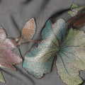 Black Floral Metallic Lurex Premium Pure Silk Chiffon Fabric 110 Cms Width South Korea-D28177 - Regal Fabrics
