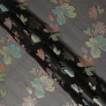 Black Floral Metallic Lurex Premium Pure Silk Chiffon Fabric 110 Cms Width South Korea-D28177 - Regal Fabrics