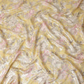 Butter Yellow Floral Metallic Pure Silk Crepe 140cm