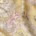 Butter Yellow Floral Metallic Pure Silk Crepe 140cm