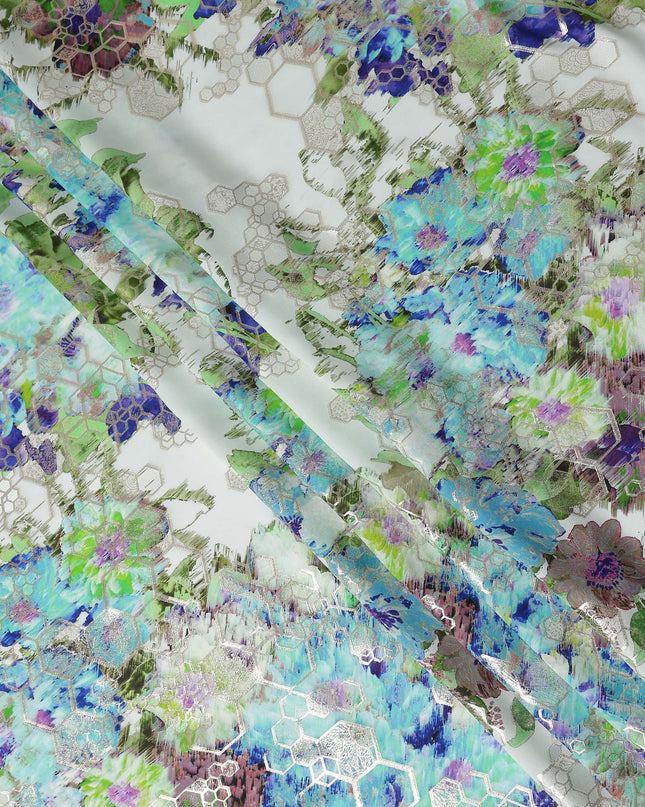 Vivid Jewel Tone Floral Pure Silk Crepe 140cm