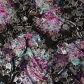 Midnight Black Jewel Floral Pure Silk Crepe 140cm
