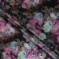 Midnight Black Jewel Floral Pure Silk Crepe 140cm